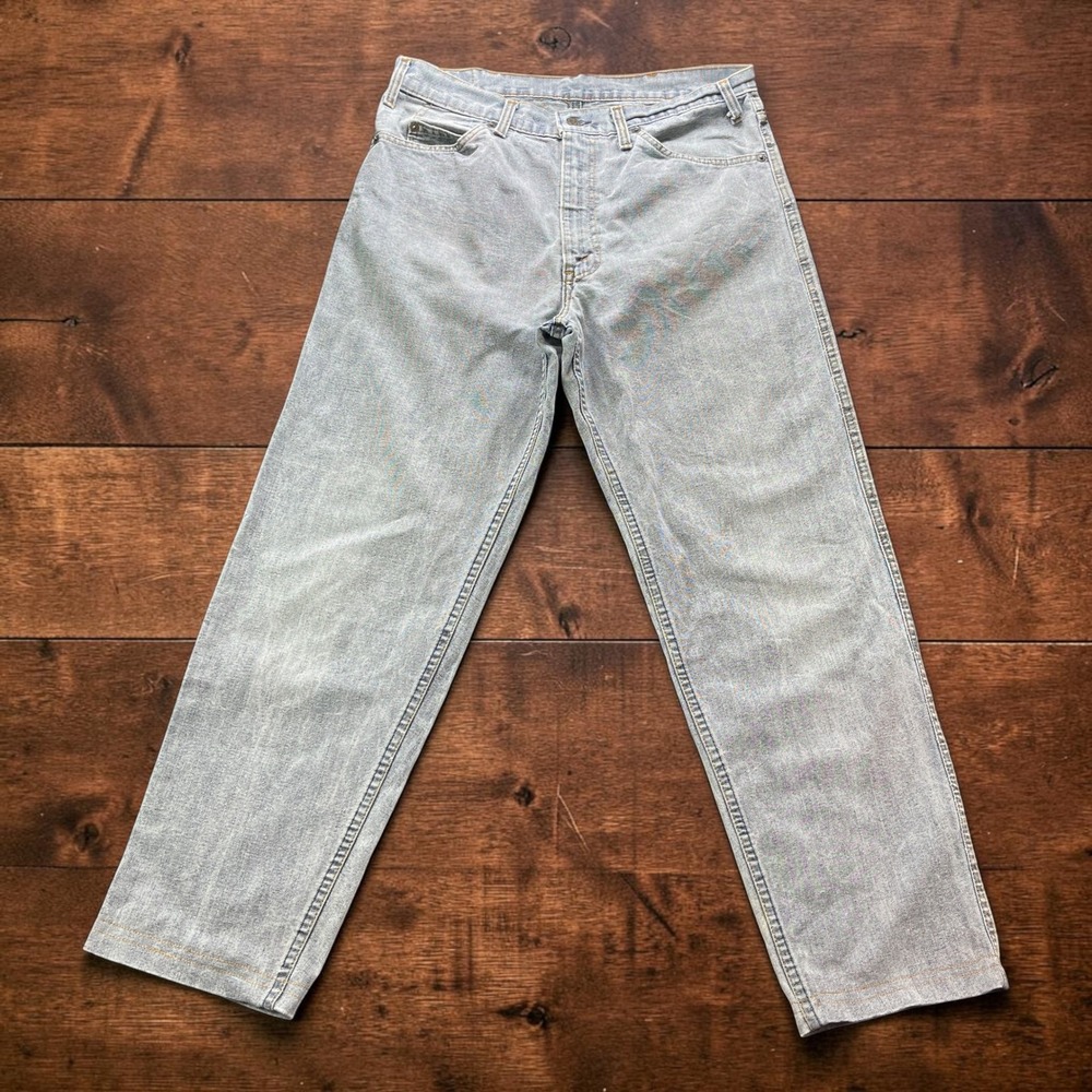 Vintage USA 80s Levis 550 White Tab Salt Pepper Denim Jeans 34x29 Talon 42 Zip